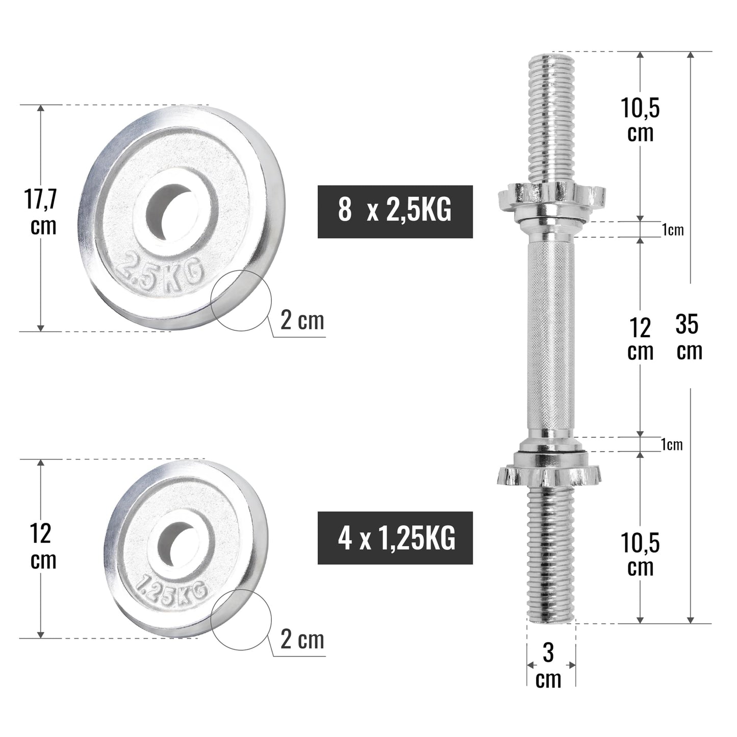 Kurzhantelset Chrom 30 kg - Gorilla Sports Schweiz