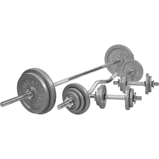 Hantelset Gusseisen 108 kg Silber - Gorilla Sports Schweiz