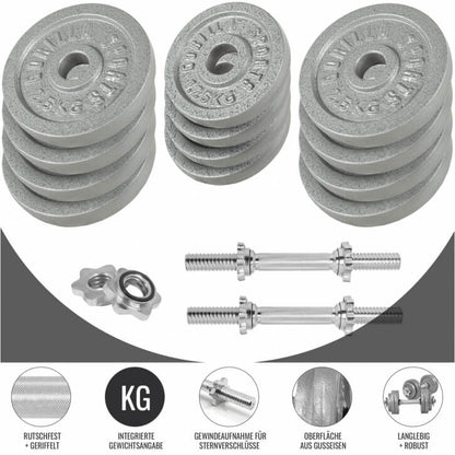 Kurzhantelset Gusseisen 30 kg Silber - Gorilla Sports Schweiz