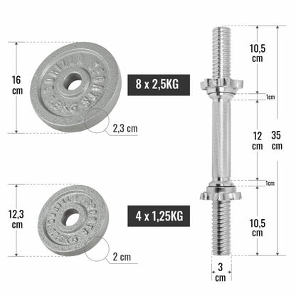 Kurzhantelset Gusseisen 30 kg Silber - Gorilla Sports Schweiz