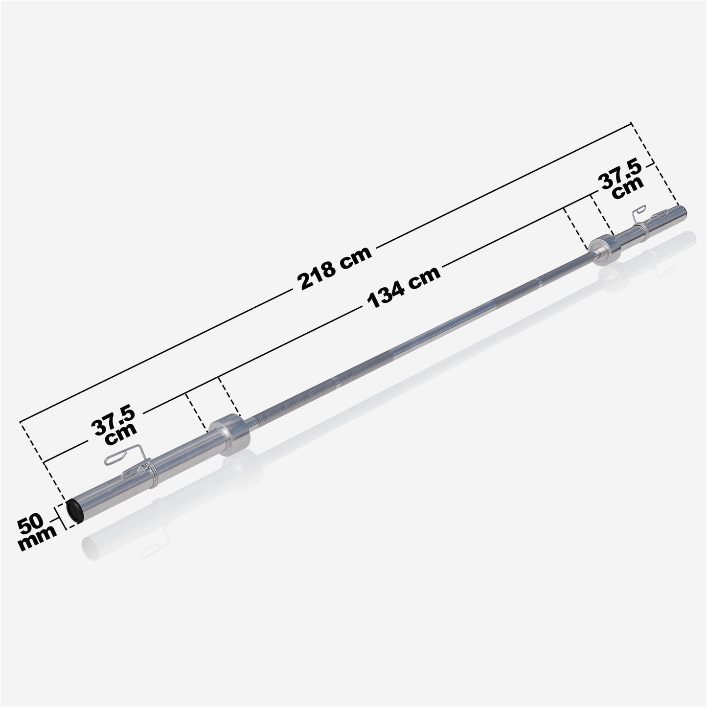 Olympia Langhantel 128 cm mit Federverschluss Chrom