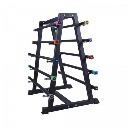 Rubber Barbell Rack + Aerobic Langhanteln Set 55 kg