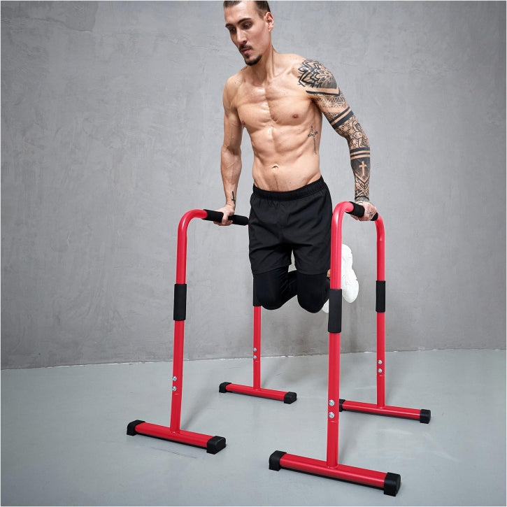 Push Up Stand Dip Barren Schwarz/Rot/Blau - Gorilla Sports Schweiz