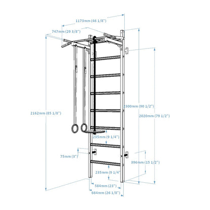 Benchk Sprossenwand System 221B+A076 - Gorilla Sports Schweiz