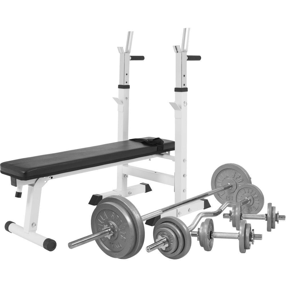 Hantelbank Gusseisenset weiss 108 kg - Gorilla Sports Schweiz